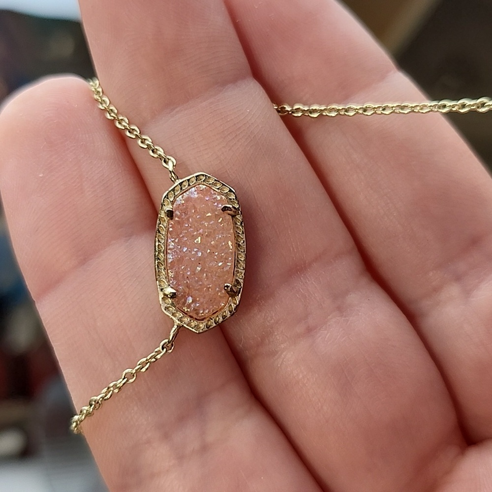Light pink drusy adjustable Kendra Scott necklace